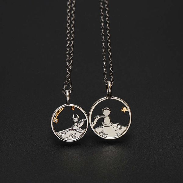 Taiyuan Iron Steel Little Prince Fox Lover Colar Hollow Out Perfeito para homens e mulheres Presente do Dia dos Namorados Corrente de colarinho de dois tons