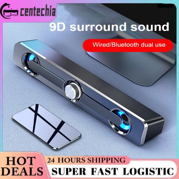 Alto -falantes usb wired poderoso computador bar bar estéreo subwoofer bass storer surround box box led para pc laptop telefone tablet mp3