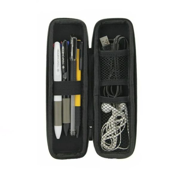 Neue Büroschüler Schwarze Eva Hard Shell Stylus Stifte Beutel Ohrhörer Mesh Lagerorganisator Stifte Zipper Case School Supplies