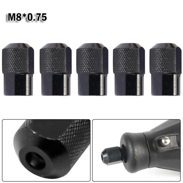 5pcs chuck porca mini broca de broca para ferramenta elétrica ferramenta de zinco porcas de liga de zinco m8x0.75mm métrica de rosca métrica acessórios para ferramentas elétricas