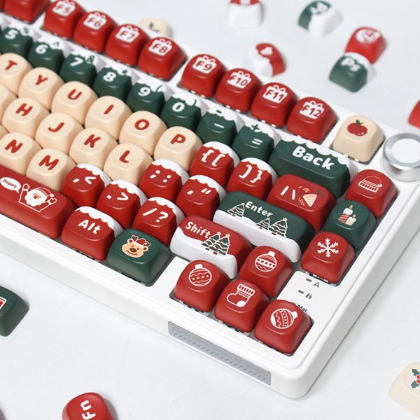 Аксессуары 130 Ключ MOA профиль Keycap Merry ChristmasTheme PBT Клавички для переключателя MX Механический краситель клавиатуры Сублимация красные зеленые крышки