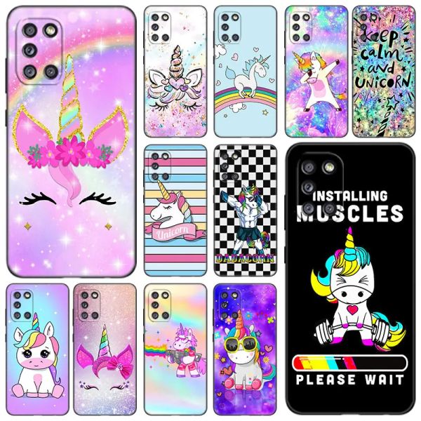 Netter Regenbogen -Unicorn -Telefonkoffer für Samsung Galaxy A01 A03 Core A02 A10 A20 S A11 A30 A40 A41 A5 2017 A6 A8 Plus A7 2018 Cover