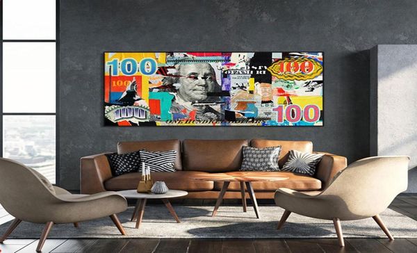 American Dollars Graffiti Art Canvas Malerei moderne beliebte Geld -Wand -Wandplakat und Druckbild für Home Wall Decor3669880