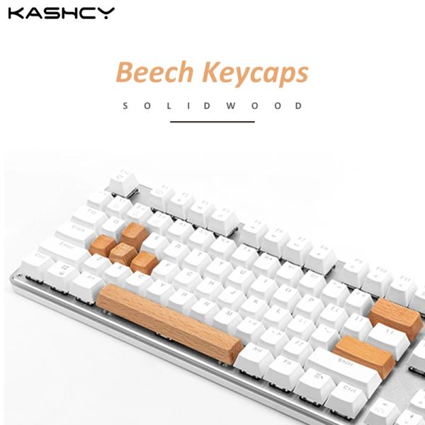 Acessórios Kashcy Wood Solid Beech Keycaps para teclado mecânico com OEM Altura do perfil Altura de madeira Teclcap SpaceBar ESC