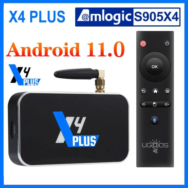 Box UGOOS X4 Pro DDR4 4GB 32 GB X4 plus 64 GB Amlogic S905x4 Android 11 Smart TV -Box BT4.0 1000m X4 Cube Set Top Box 4K Media Player