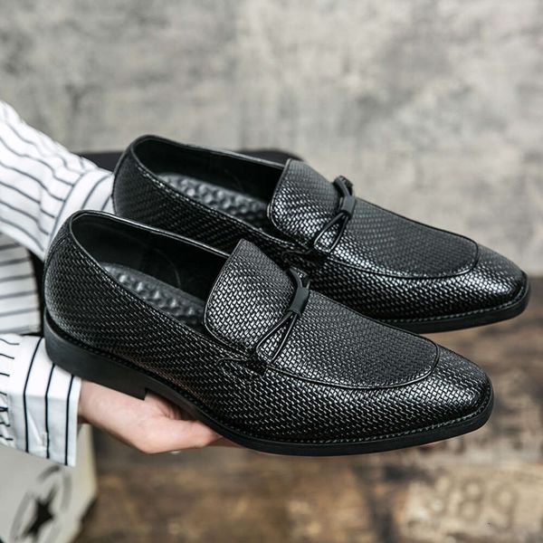 Mode Retro Leather Casual Business Weave Muster Slipper männliche Moccasin formelle Party Fahrschuhe