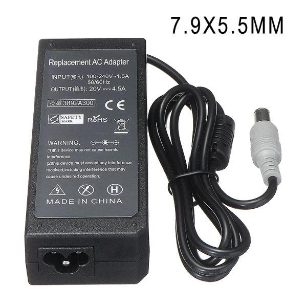 Adaptador Pohiks 1pc de alta qualidade 20V 4.5A 90W Adaptador de energia CA 7,9*5,5 mm Carregador de fonte de alimentação para Lenovo ThinkPad