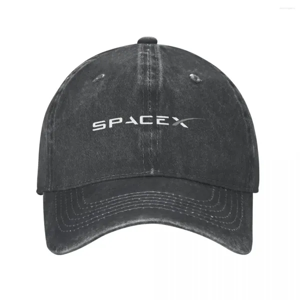 Ballkappen Vintage Baseball Cap Verstellbares Sunhat SpaceX White Logo Frühling Sommer gewaschener Casquette lässig