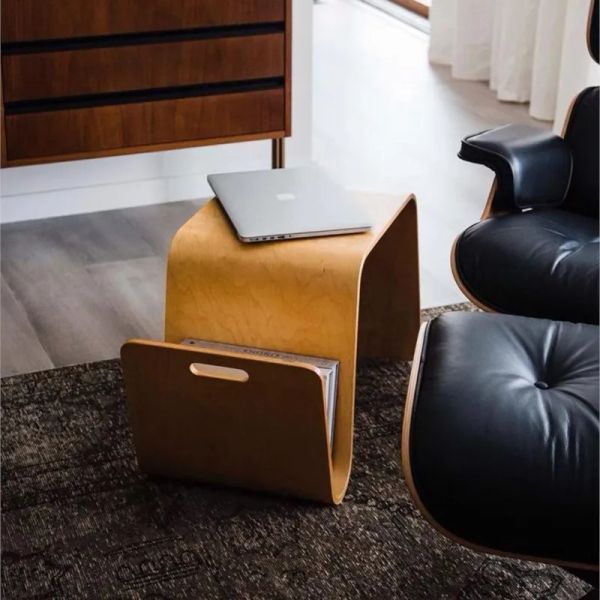 Designer minimalistischer kleiner Couchtisch N-Typ Skandinavisches Sofa Seitenisch fester Holz Nachttisch