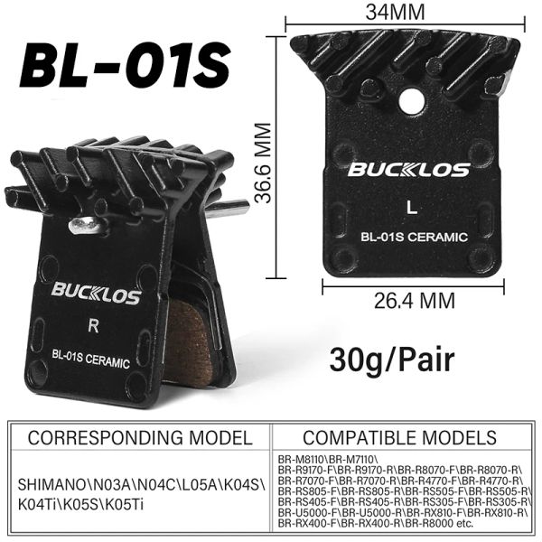 Bucklos Bicycle Disc Brake PAT Cerâmica Bicicleta Hidráulica Pads Papadas de Freio MTB para Shimano L05A J04C J05A H03A N03A Nutt