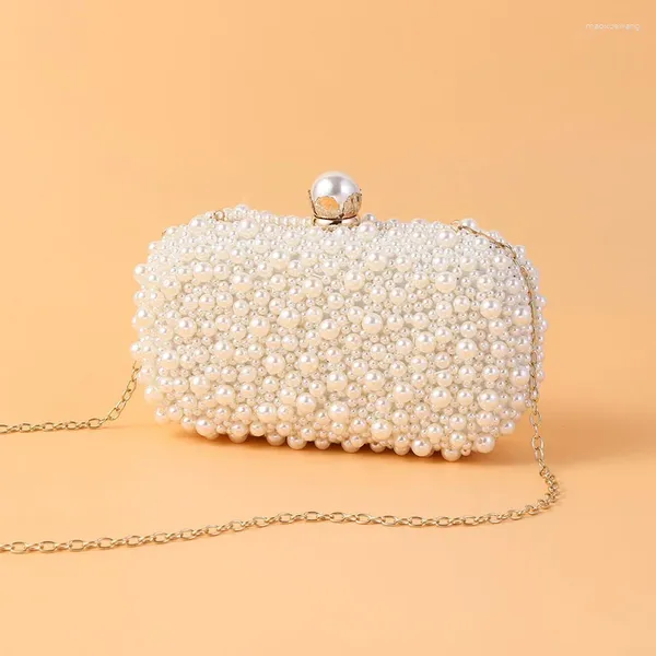 Abendtaschen weiße Perle Brautkupplung 2024 Hochzeit Handtasche Frauen Mini -Geldbörse Luxus -Party -Kettenwechselbeutel B519