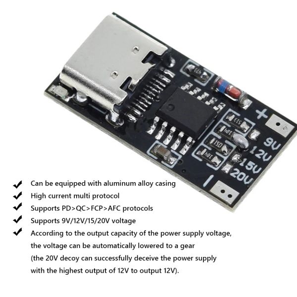 TYPE-C PD2.0 PD3.0 9V 12V 15V 20V Hızlı Şarj Tetikleme Dedektörü PD/QC/AFC Tip-C Decoy Kart USB Boost Güç Modülü