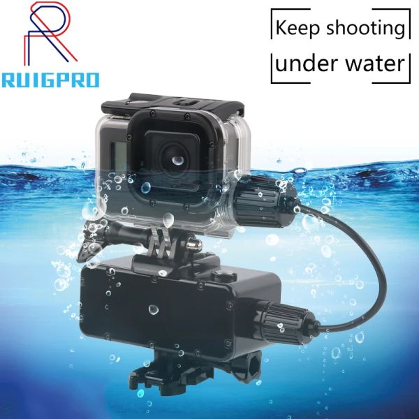 Kameralar Yeni 5200mAh GOPRO için Harici Yan Pil 7 6 5 4 3 GO PRO SİYAH AKSESUARLARI İÇİN Su geçirmez Kutu Kılıfı ile Güç Kaynağı