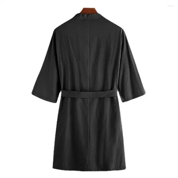 Roupas domésticas Ajuste da camisola de cinto ajustável Cardigan Bathrobe com três quartos de mangas