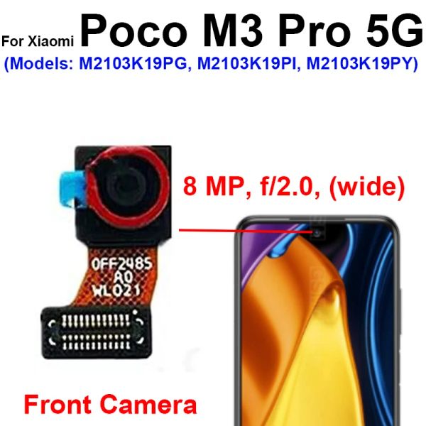 Câmera frontal traseira para Xiaomi Pocophone Poco M3 M3 Pro 4G 5G Selfie frontal Samll voltada para a câmera traseira Peças de cabo flexível