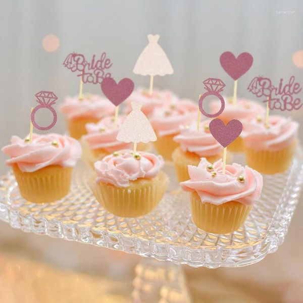 Forniture per feste 12 pezzi Cupcake Wedding Topper Bride per essere Diamond Ring Cake per Bachelorette Doccia da sposa Decor