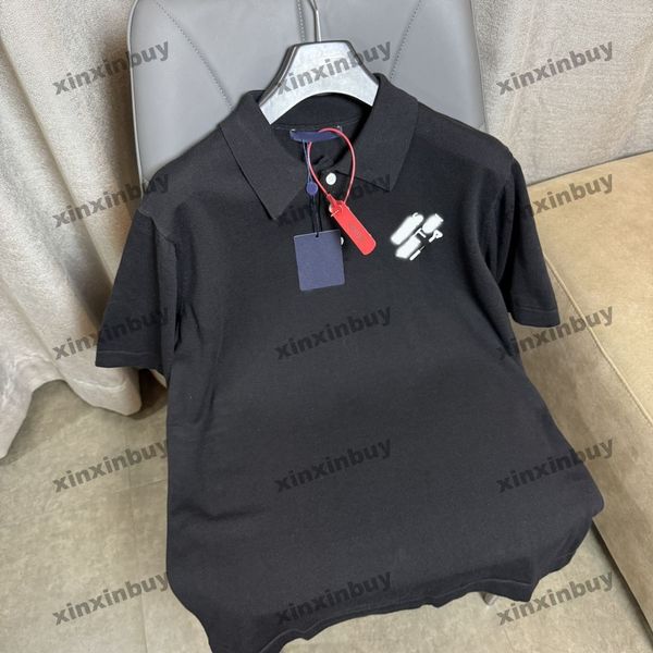 Xinxinbuy Männer Designer T-Shirt T-Shirt 2024 Italien Pin Buchstabe Stickerei gestrickt Kurzarm Baumwolle Frauen Schwarz weiß gelb S-2xl