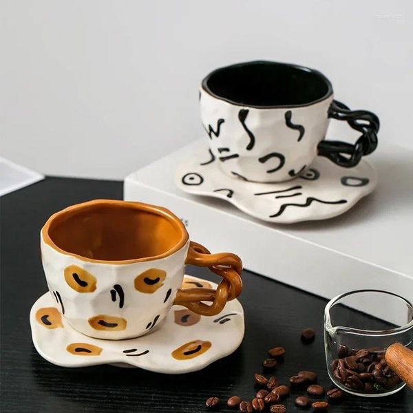 Canecas Nicho Pintado à mão Café da manhã Casal de escritório Copo de chá de chá lindo caneca Creative Creamic Coffee Pires Personalizou Gift Bar