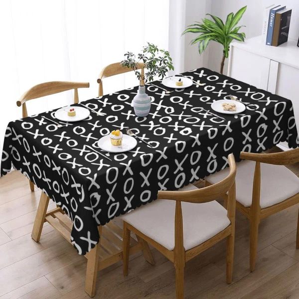 Tabela de mesa de toalha de mesa retangular letra impressão x e o o design de moda design caseiro eventos de piquenique decoração de festa