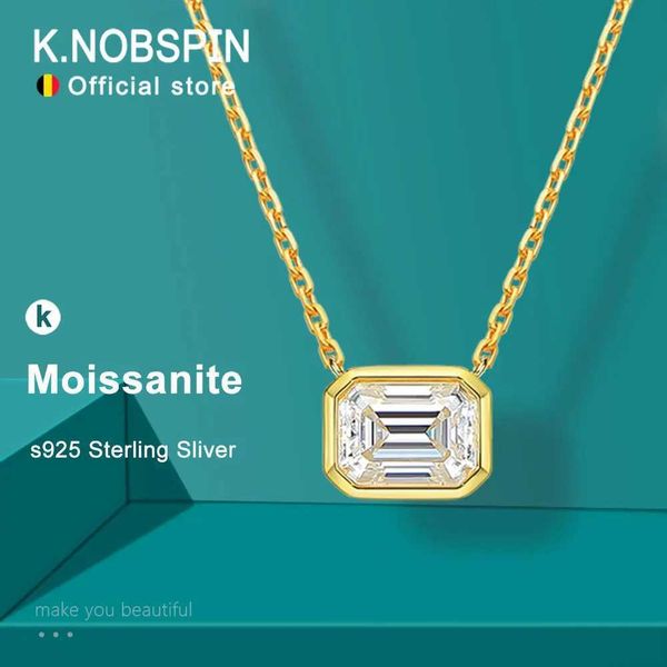 Anhänger Halsketten Knobspin 6 * 8mm 2ct Jadeit geschnittener Mosonitanhänger Diamant mit GRA 100% S925 Sterling Silber versilbert 18k Frauen Gold Halsketteq