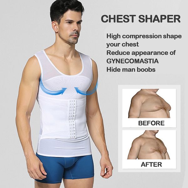 Männer Gynäkomastien Kompression Tanktop Schlampe Weste Body Shaper Tummy Control Tailer Trainer Rückenstütze Unterwäsche Hemd Gürtel