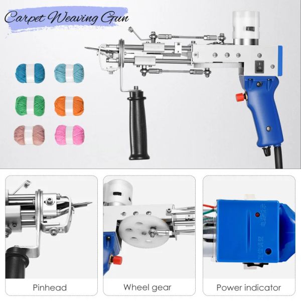 Tufting Gun 2 in 1 Set Schnittschleife Stapel DIY -Werkzeuge Elektrische Teppich -Tapis -Weben -Stricken Tufting -Waffenweberei