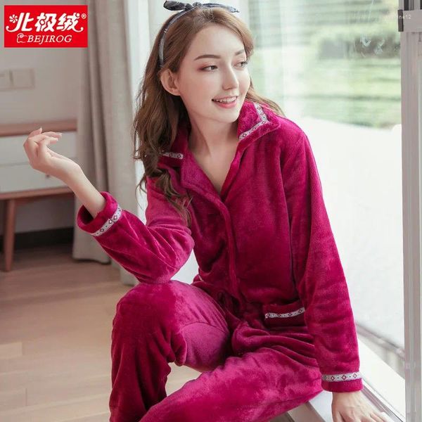 Abbigliamento per la casa per adulti invalida invanifica per le ragazze inverno inverno in pensione da sonno di abbigliamento rosso cardigan a maniche lunghe taglie forti abitudini d-2149 D-2149