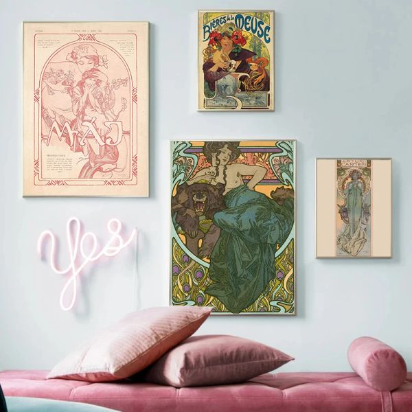 Künstler Alphonse Maria Mucha Klassische Gemälde Leinwand Poster Figur Malerei Wandkunst Bild für Wohnzimmer Schlafzimmer Wohnkultur