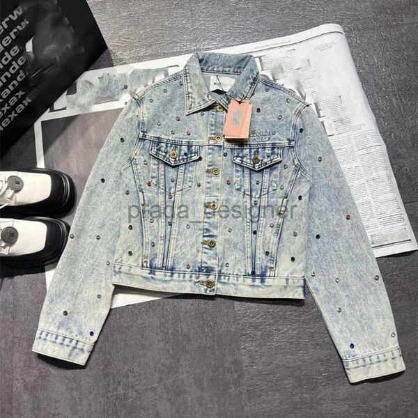 Designer Giacche da donna 24SS Spring Nuovo prodotto Diamanti colorati diamanti fatti a mano Fixi Nostalgic Jeans Coats