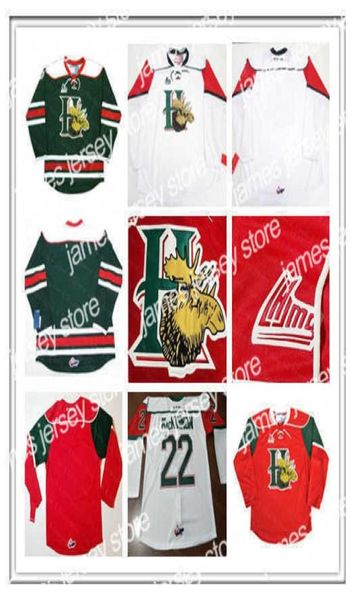 Хоккей в колледже носит дешевый qmjhl halifax mooseheads ccc Jersey 22 Nathan Mackinnon 13 Нико Хишер 27 Джонатан Друин Ред -Белый G1353235