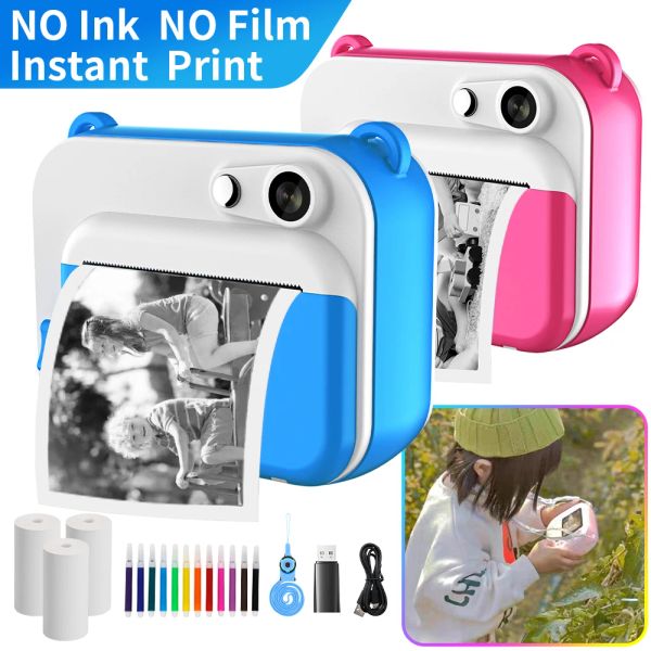 Accessoires DIY Kid Instant Print Kamera Thermaldruckkamera Digitales Foto Kamera Mädchen Spielzeug Kinderkamera Video Boy's Birthday Gift