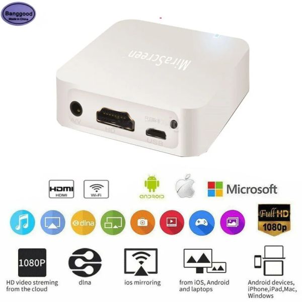 Adaptörler Mirascreen X7 Kablosuz Araç WiFi Dongle HD Sesli Video GPS Navigasyon Ekran Ayna Kutusu HDTV'ye iPhone Android Telefon