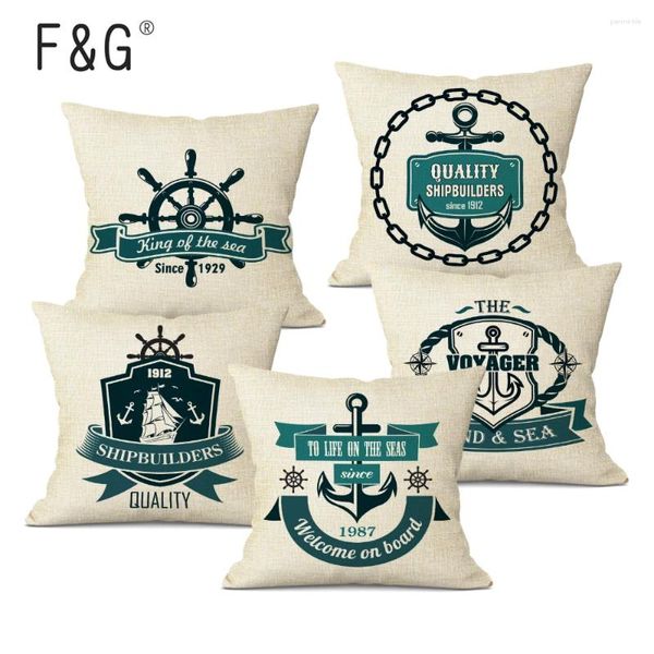 Pillow Sea Blue Helm Cover Impresso Ancor