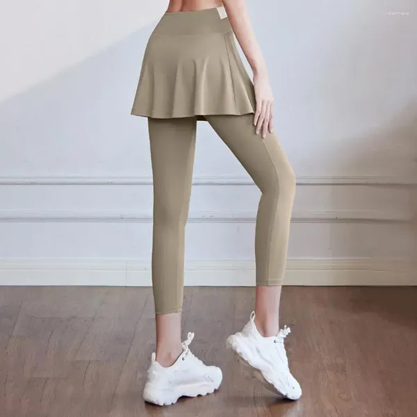 Calças ativas Leggings atléticos respiráveis ioga de cintura alta com calças de saia para mulheres para mulheres anti-exposição rápida seca rápida
