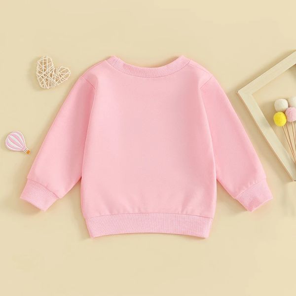 Kleinkind Baby Mädchen Valentinstag Outfit süßer Herzbrief Langarm Sweatshirt Crewneck Pullover Hemd Tops