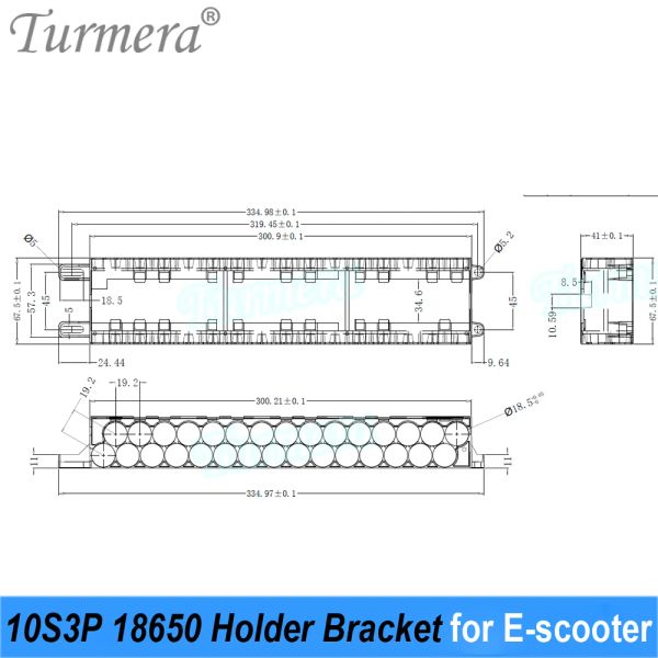 Turmera 36V 42V 10S3P 18650 Batteriehalter mit Schweißnickel 10S 15A BMS-Board für Elektrofahrrad E-Scooter Batterie Repacation Verwendung