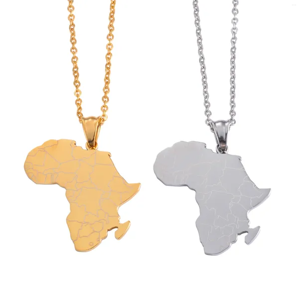 Anhänger Halskette Edelstahl Afrikanische Karte Halskette für Männer Frauen Ketten Choker Afrika Länder Mutterland Ethnische Schmuckzubehör Accessoires