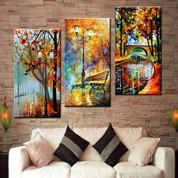 3 pezzi Rain Tree Road Diamond Painting 5D Fai da te Diamante Full Diamond Abstract Paesacpe Trittych Home Decor AA2090