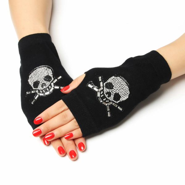 Seemann Tanz Fingerspitzen Nietschwarze Wolle Halbfinger Performance -Handschuhe