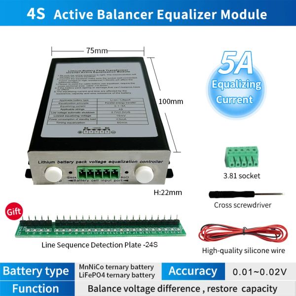 5A 8A 12A 4-24S Bilanciatore attivo/Equalizzatore attivo per litio/LifePO4 Modulo di riparazione della capacità del pacco batteria 13S 16S 16S