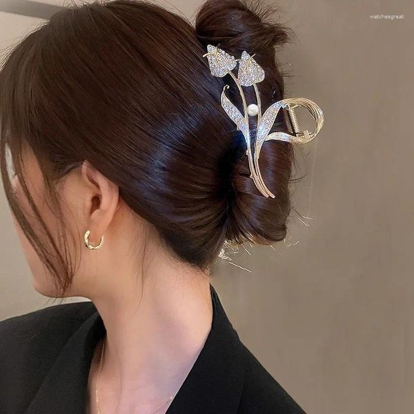 Clip per capelli Black Leaf Metal Rhinestone Clip geometrici Clip elegante Guida da donna Acceaaorie per copricapo