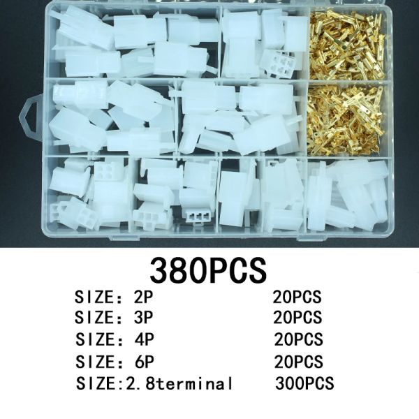 Connettore filo 380pcs 2p/3p/4p/6p Connettore a guscio di plastica di alta qualità per altoparlanti e cablaggi con maschio e femmina