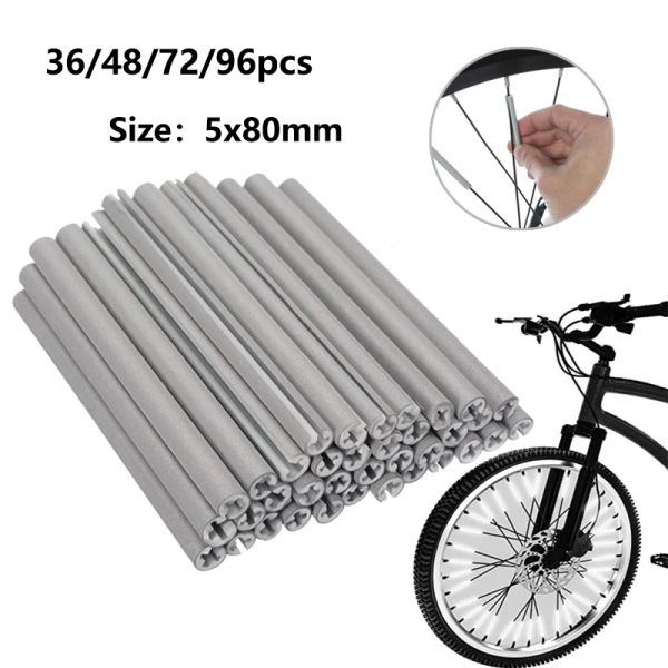 36-96pcs 8 cm Fahrradrad-Speichen Reflektierende Aufkleber-Rohrstreifen Warnleuchte DIY MTB Cycling Reflection Reflective Safety Kit