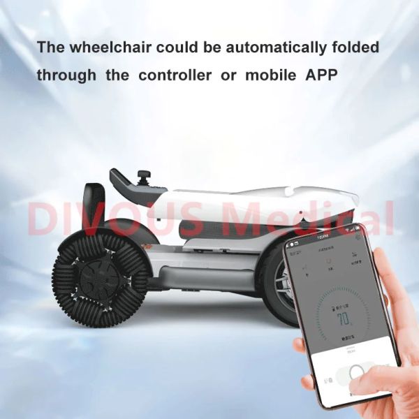 Novo portátil portátil Mobile Bluetooth App Controle remoto Mobilidade dobrável Scooter Power Wheelchair para idosos desativados