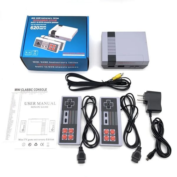 Console de videogame de recreação familiar Mini TV Handheld Av Out Output Retro embutido 620 Games Classic Gamepad Games Games Player