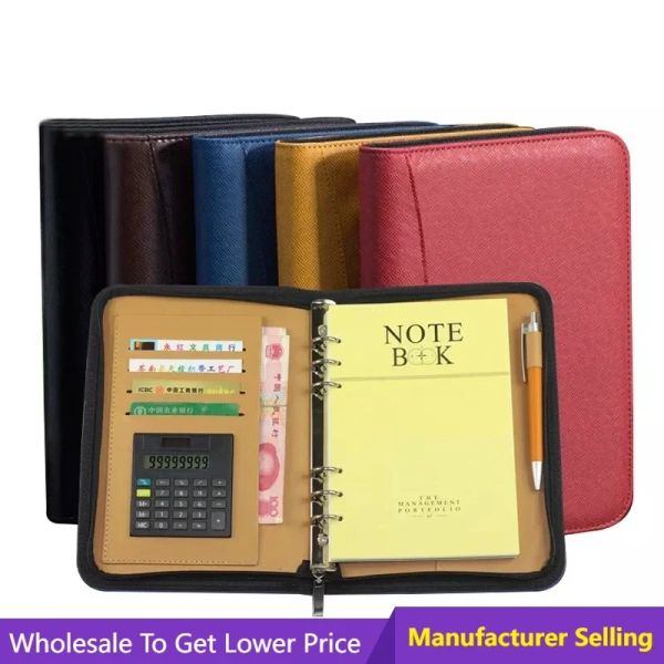 Notebooks Notebook Business Daily Planner Binder Notebook Agenda Real Leather Memorand Pad Pasta Notepad com Papelaria de Calculadora