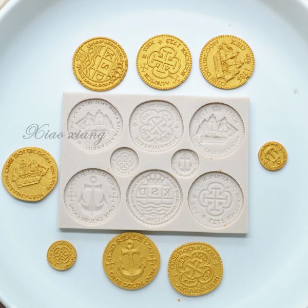 Pirate Golds Silicone Mold Fondant Bolo de chocolate Moldes de bolo Ferramentas de decoração