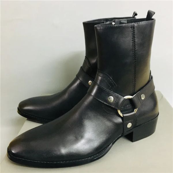 Stiefel neue echte Leder handgefertigtes High Top West Justin Men Boots schwarze Kuhleder Wyatt Klassische Keilstiefel