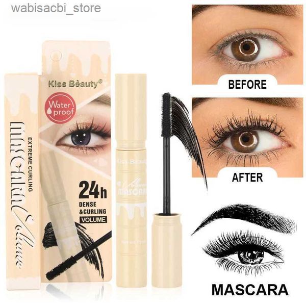 Mascara sexy und lang anhaltende wasserdichte Mascara mit Silikonbürstenkopf für Fuller und Curled 4D Wimpern Augen Make-up L49