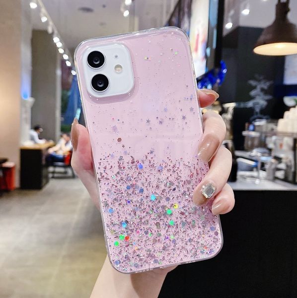 Clear Glitter Phone Case для iPhone 14 15 13 12 Pro 11 Pro Max 8 Plus Mini SE милый градиент